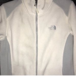Zip-Up Cream and Grey Northface sweater